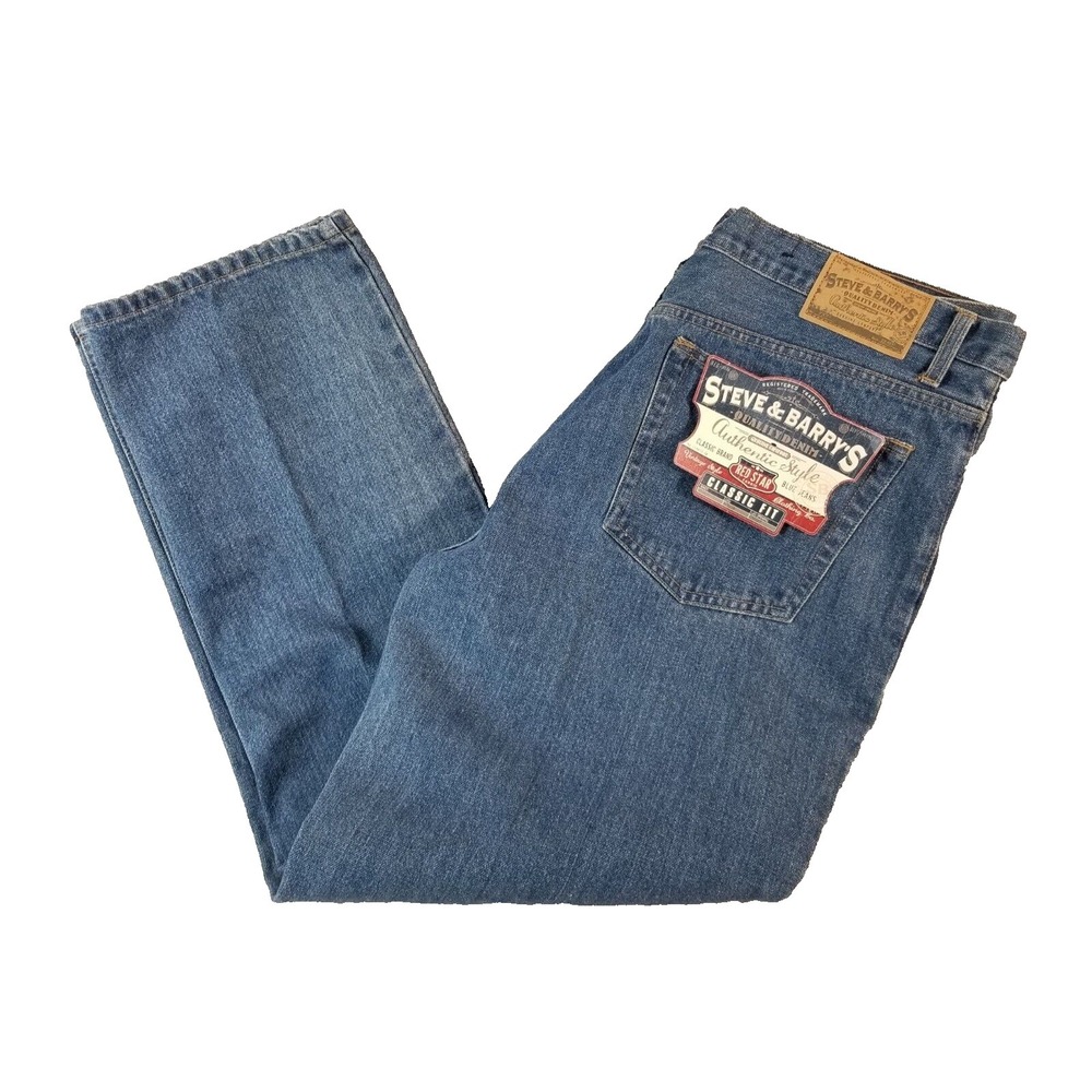 Steve & Barry's jeans men's 38x32 regular fit straight blue denim pants NEW